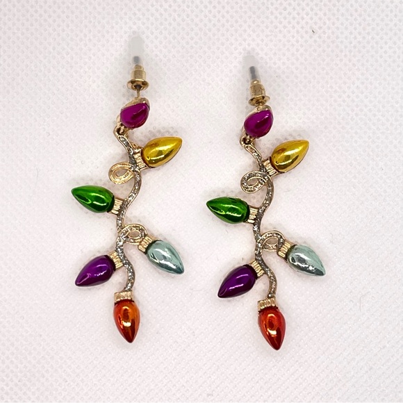 Beautiful Christmas String Lights Earrings! Long Dangling Metallic Lights! New! - Picture 10 of 12